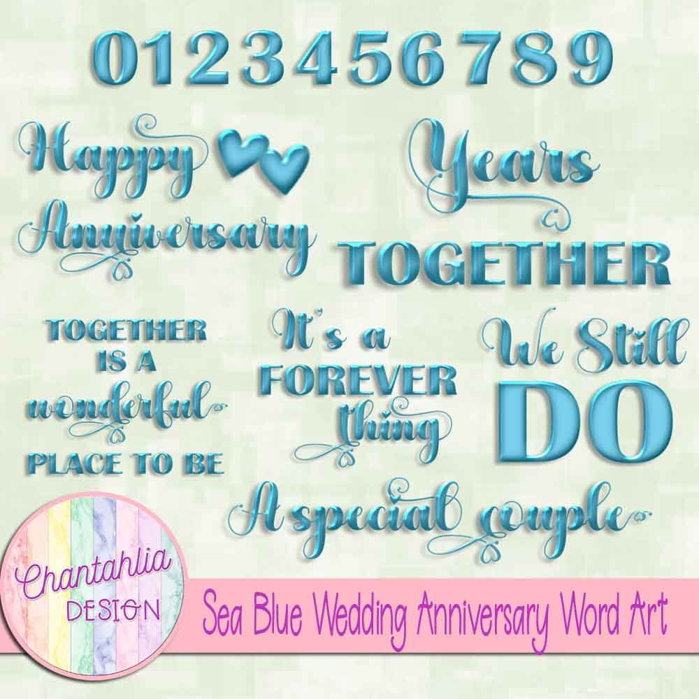 Free sea blue wedding anniversary word art