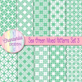 Free sea green mixed patterns digital papers
