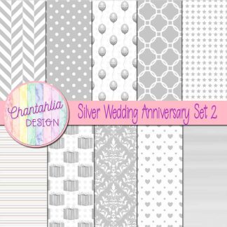 Free silver wedding anniversary digital papers