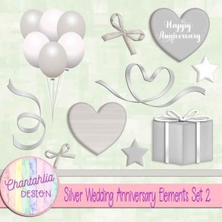 Free silver wedding anniversary elements set 2