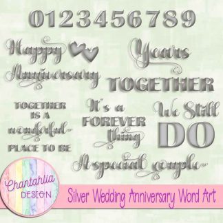 Free silver wedding anniversary word art