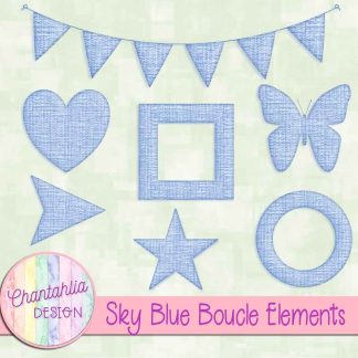 Free sky blue boucle elements