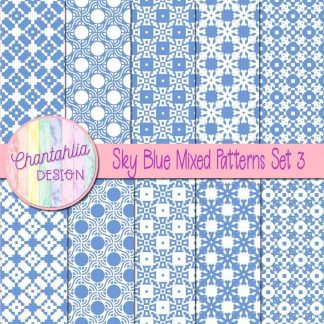 Free sky blue mixed patterns digital papers