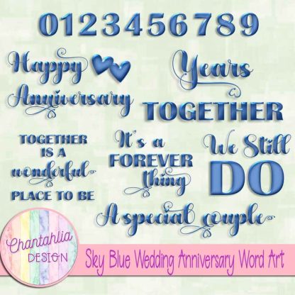 Free sky blue wedding anniversary word art