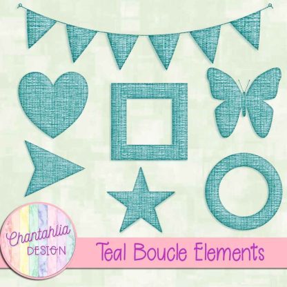 Free teal boucle elements