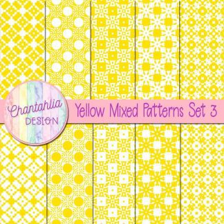 Free yellow mixed patterns digital papers