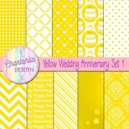 Free yellow wedding anniversary digital papers