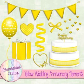 Free yellow wedding anniversary elements set 1