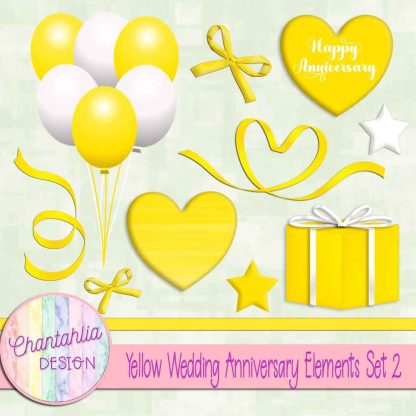 Free yellow wedding anniversary elements set 2