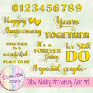 Free yellow wedding anniversary word art