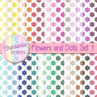 Free digital papers featuring a flowers and dots pattern