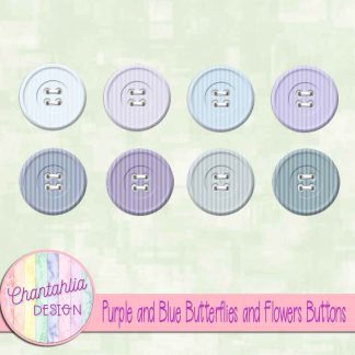 Free buttons in a Purple and Blue Butterflies and Flowers theme