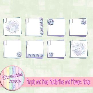 Free design notes in a Purple and Blue Butterflies and Flowers theme