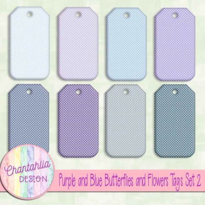 Free tags in a Purple and Blue Butterflies and Flowers theme.