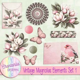 Free design elements in a Vintage Magnolias theme