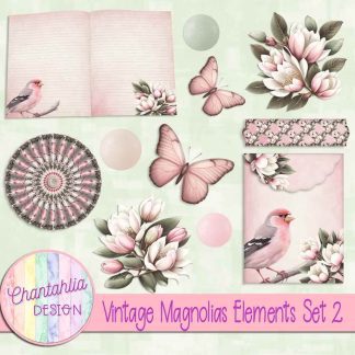 Free design elements in a Vintage Magnolias theme