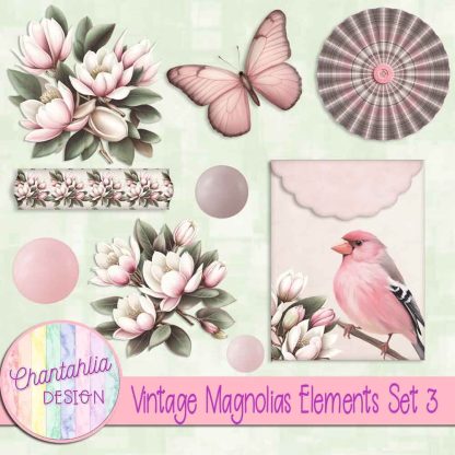 Free design elements in a Vintage Magnolias theme