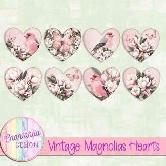 Free hearts in a Vintage Magnolias theme.
