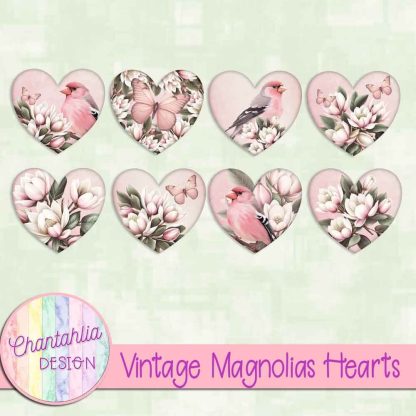 Free hearts in a Vintage Magnolias theme.