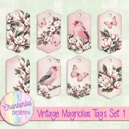 Free tags in a Vintage Magnolias theme