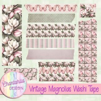 Free washi tape in a Vintage Magnolias theme