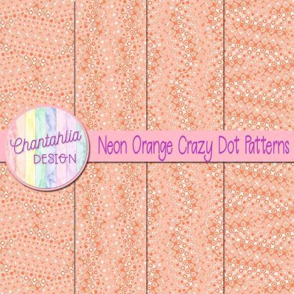 Free neon orange crazy dots patterns digital papers