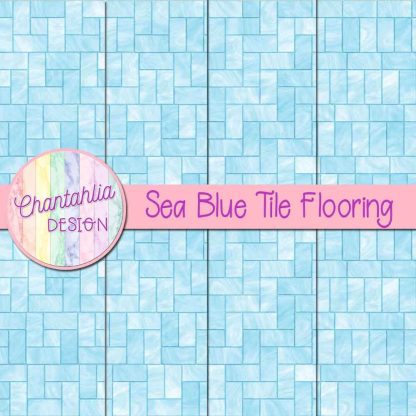 Free sea blue tile flooring digital papers