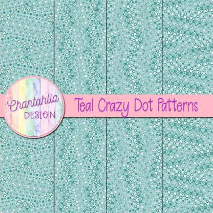 Teal Crazy Dots Patterns Digital Papers