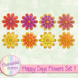 Free flower design elements in a Happy Days theme
