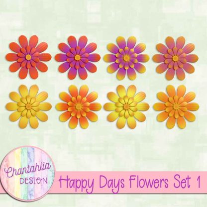 Free flower design elements in a Happy Days theme
