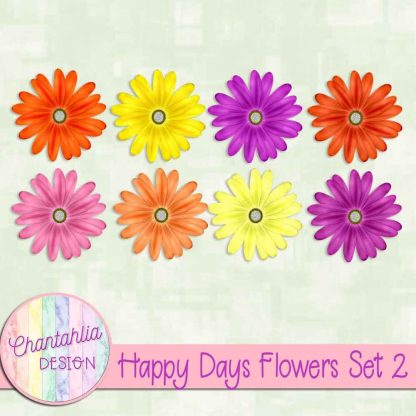 Free flower design elements in a Happy Days theme
