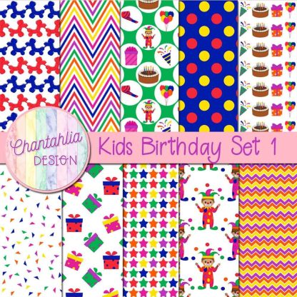 Free digital papers in a Kids Birthday theme