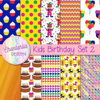 Free digital papers in a Kids Birthday theme
