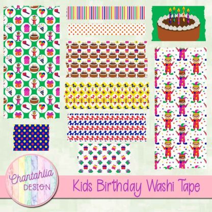 Free washi tape in a Kids Birthday theme