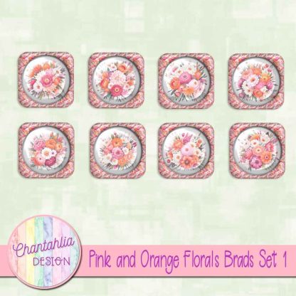 Free brads in a Pink and Orange Florals theme