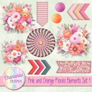 Free design elements in a Pink and Orange Florals theme