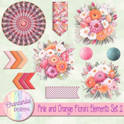 Free design elements in a Pink and Orange Florals theme