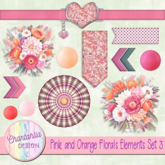 Free design elements in a Pink and Orange Florals theme