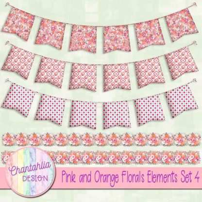 Free design elements in a Pink and Orange Florals theme