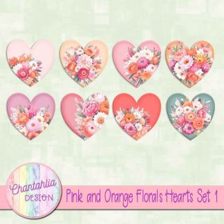 Free hearts in a Pink and Orange Florals theme