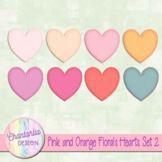 Free hearts in a Pink and Orange Florals theme