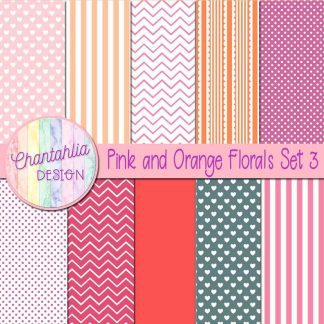 Free digital papers in a Pink and Orange Florals theme