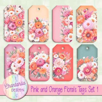 Free tags in a Pink and Orange Florals theme