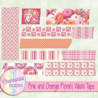 Free washi tape in a Pink and Orange Florals theme