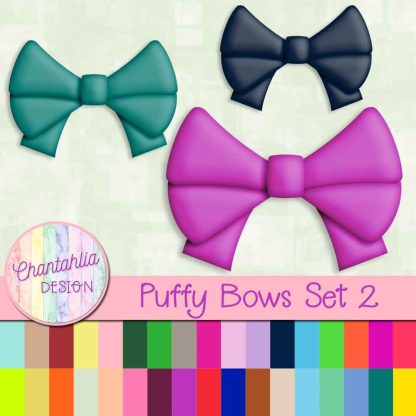 Free puffy bows design elements in 36 colours