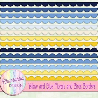 Free borders in a Yellow and Blue Florals and Birds theme