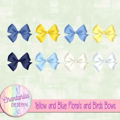 Free bows in a Yellow and Blue Florals and Birds theme
