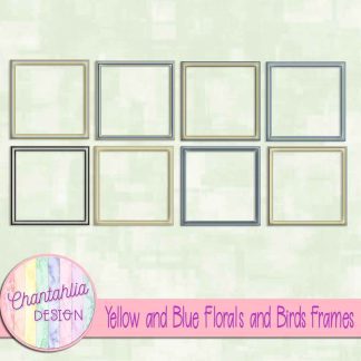 Free frames in a Yellow and Blue Florals and Birds theme