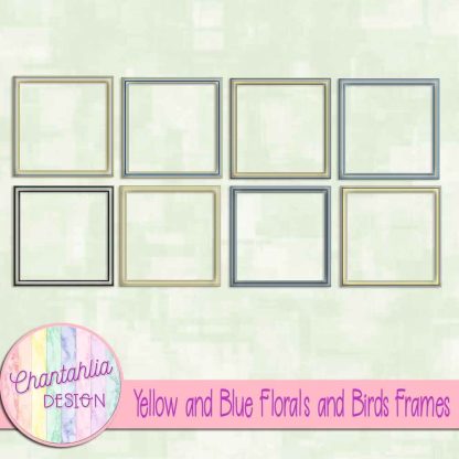 Free frames in a Yellow and Blue Florals and Birds theme