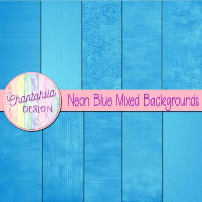 Free neon blue mixed backgrounds digital papers